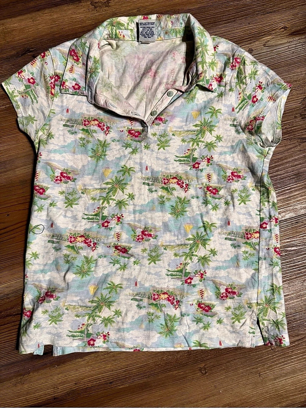 Old Navy Tropical Floral Button Down Top XXL Cotton